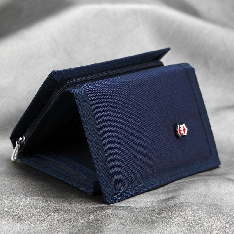 Portefeuille femme trois volets, toile bordée, 12 x 8 x 2 cm