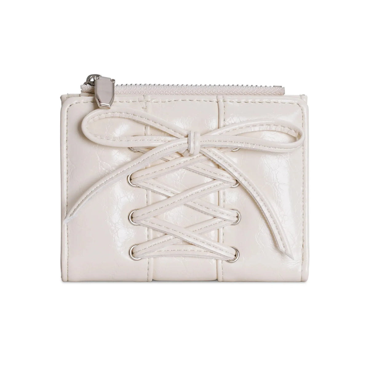 Portefeuille court Y2K ultra-fin avec laçage corset et nœud pour femme — photo 10