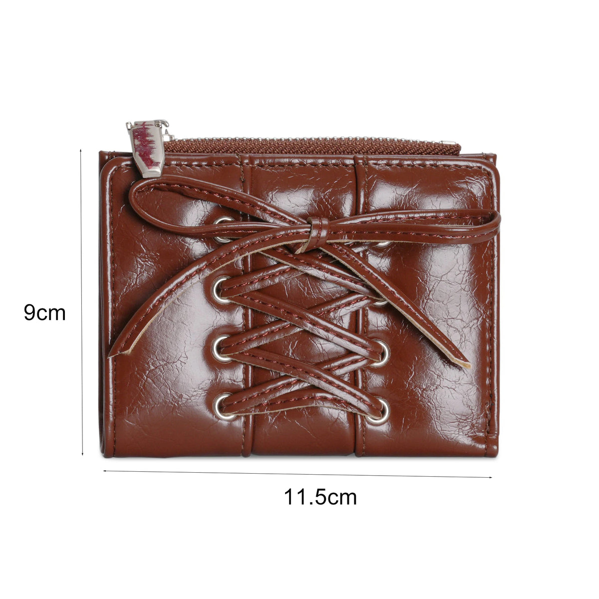 Portefeuille court Y2K ultra-fin avec laçage corset et nœud pour femme — photo 5