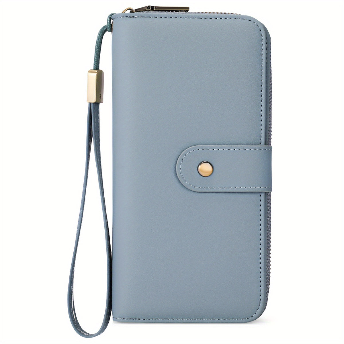 Portefeuille femme long zippé à dragonne amovible, 5 teintes