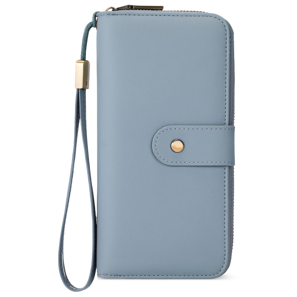 Portefeuille femme long zippé à dragonne amovible, 5 teintes
