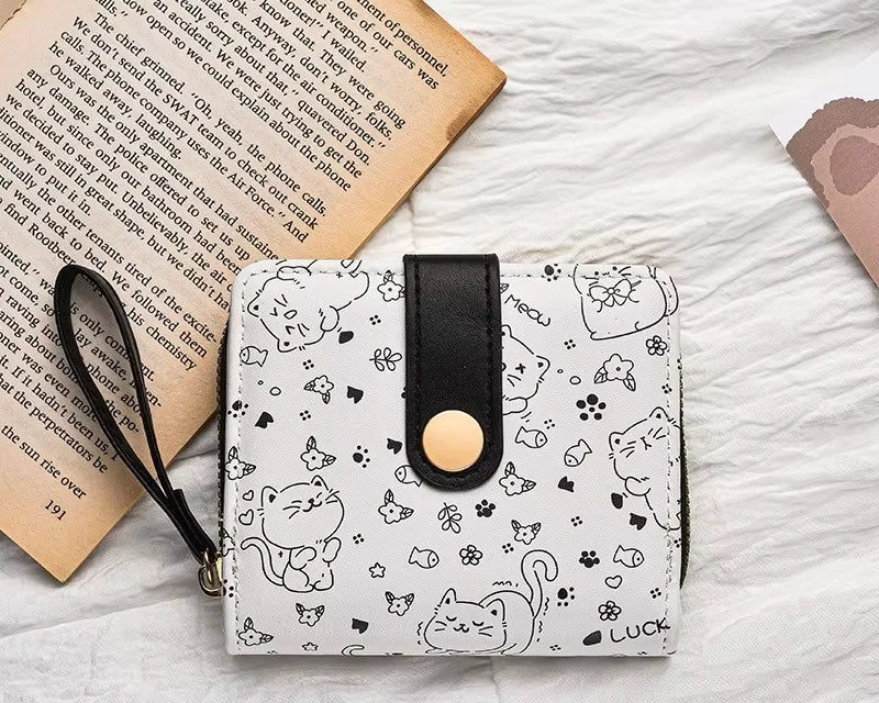 Portefeuille court pour fille motif chat mignon – Style et praticité — photo 7 Image