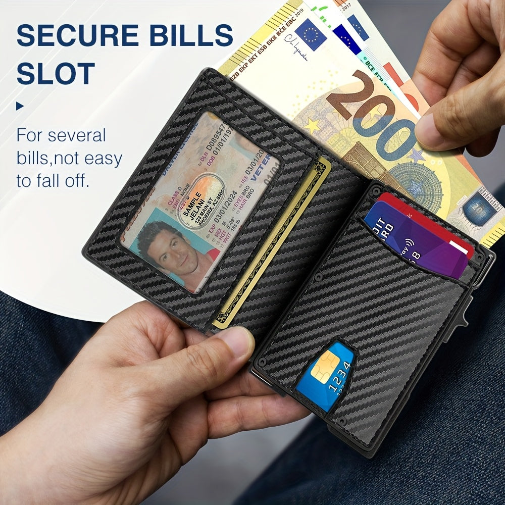 Portefeuille homme 16 cartes, cadre aluminium et poche zippée