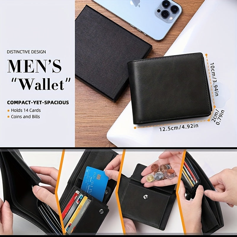 Portefeuille homme 2 volets anti-RFID 15 cartes et monnaie