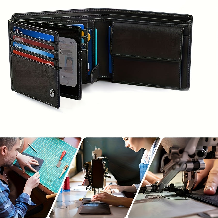 Portefeuille homme 2 volets anti-RFID 15 cartes et monnaie