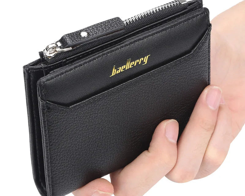 Portefeuille homme  en cuir microfibre avec poche zippée et porte-cartes - Style business — photo 1