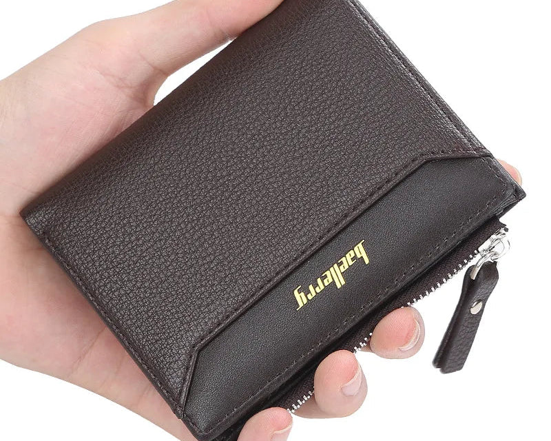 Portefeuille homme  en cuir microfibre avec poche zippée et porte-cartes - Style business — photo 2