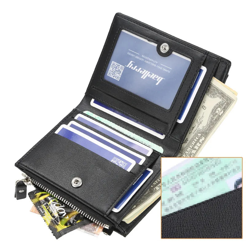 Portefeuille homme  en cuir microfibre avec poche zippée et porte-cartes - Style business — photo 3