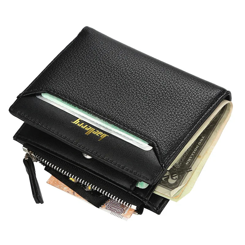 Portefeuille homme  en cuir microfibre avec poche zippée et porte-cartes - Style business — photo 4