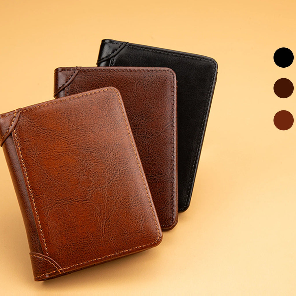 Portefeuille homme bifold en PU style britannique avec porte-cartes et compartiments billets — photo 1