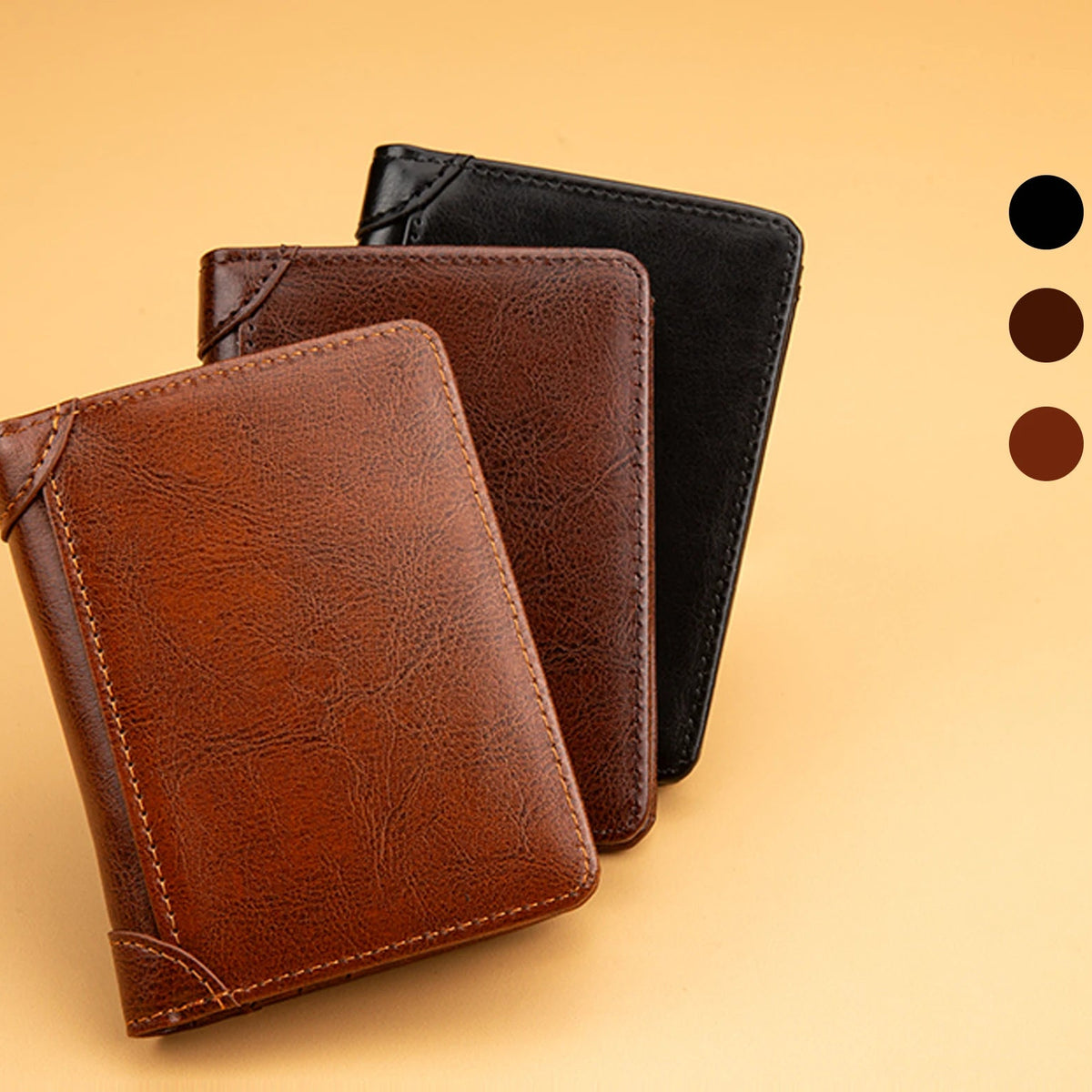 Portefeuille homme bifold en PU style britannique avec porte-cartes et compartiments billets — photo 1