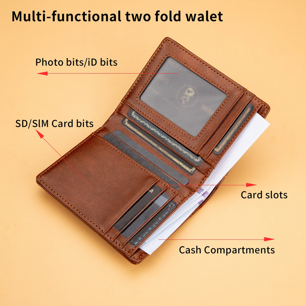 Portefeuille homme bifold en PU style britannique avec porte-cartes et compartiments billets — photo 5