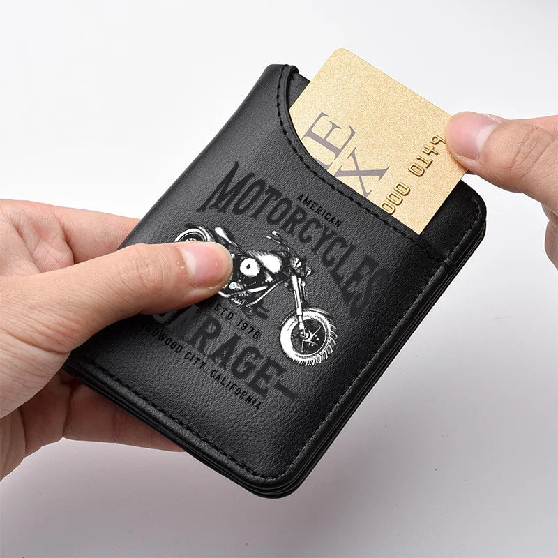 Portefeuille homme style biker en cuir PU rétro avec porte-cartes compact — photo 2