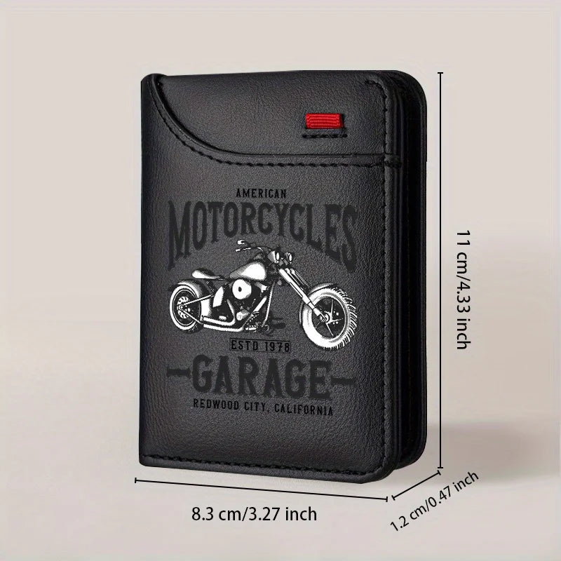 Portefeuille homme style biker en cuir PU rétro avec porte-cartes compact — photo 3