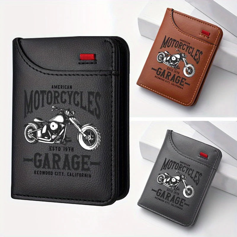 Portefeuille homme style biker en cuir PU rétro avec porte-cartes compact — photo 4