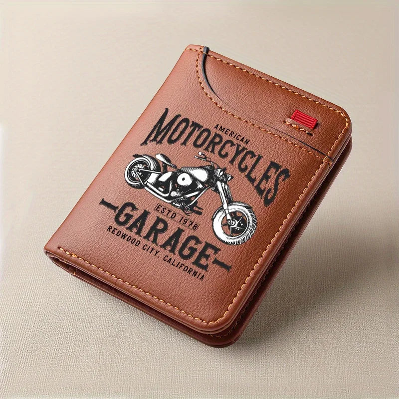 Portefeuille homme style biker en cuir PU rétro avec porte-cartes compact — photo 6