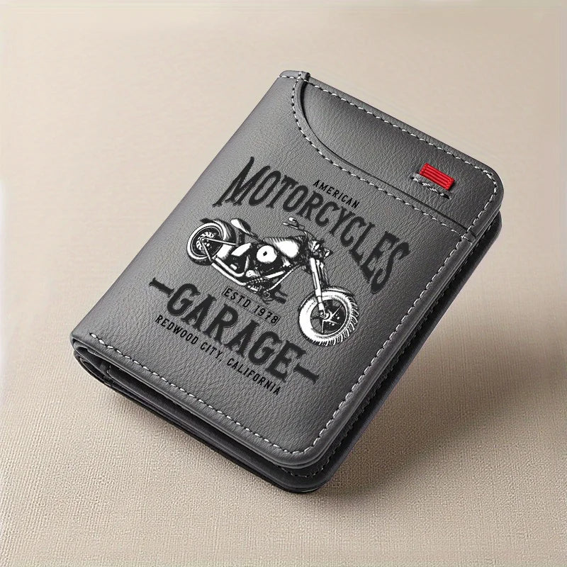Portefeuille homme style biker en cuir PU rétro avec porte-cartes compact — photo 8