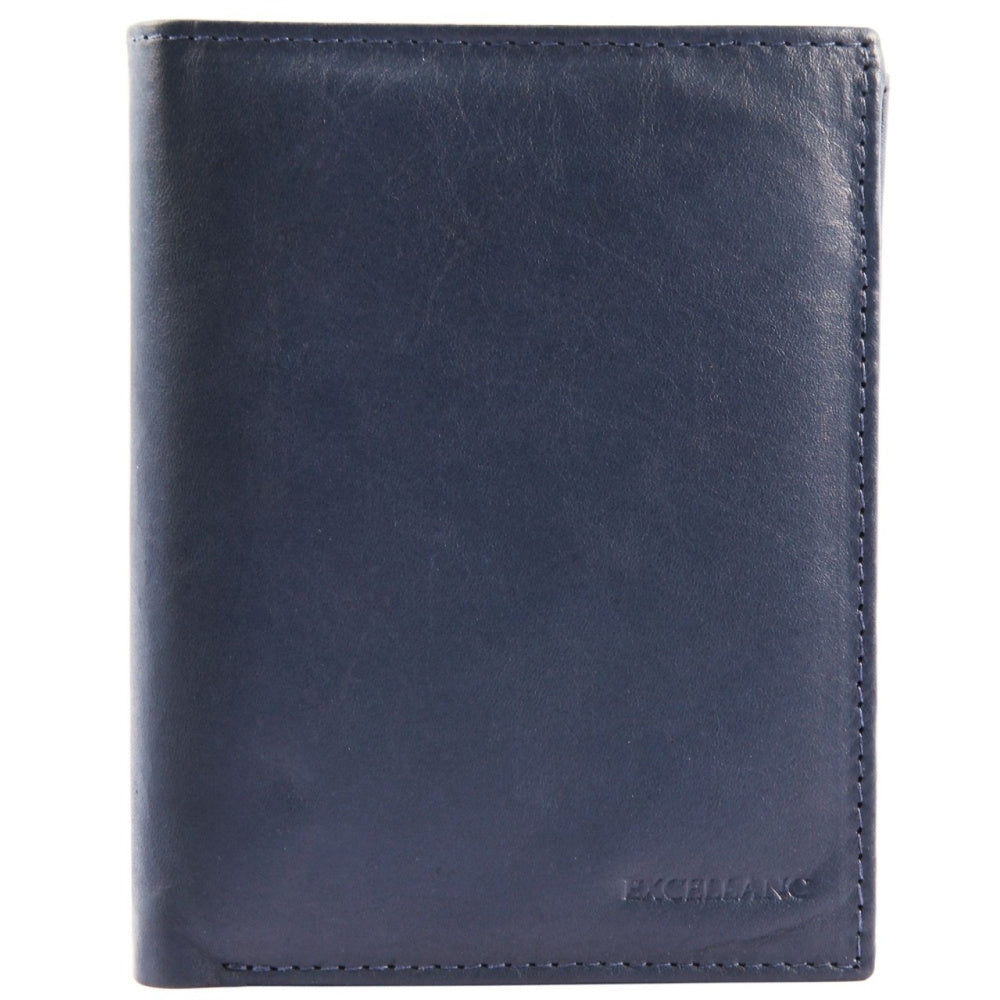 Portefeuille homme bleu marine en cuir, 2 cm d'épaisseur