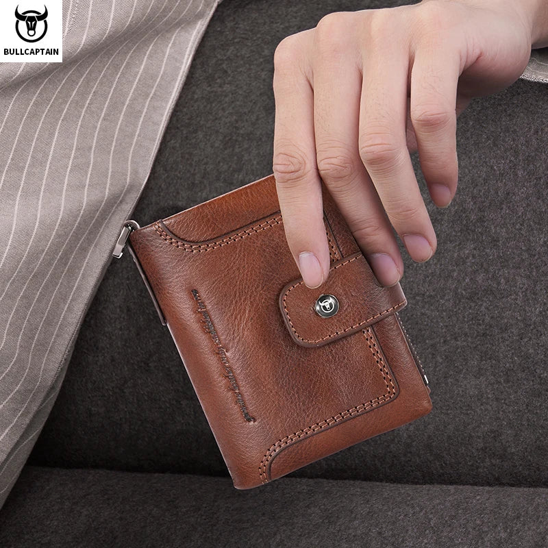 Portefeuille Homme  en Cuir Véritable Vintage avec Chaîne Anti-Vol et Protection RFID — photo 1