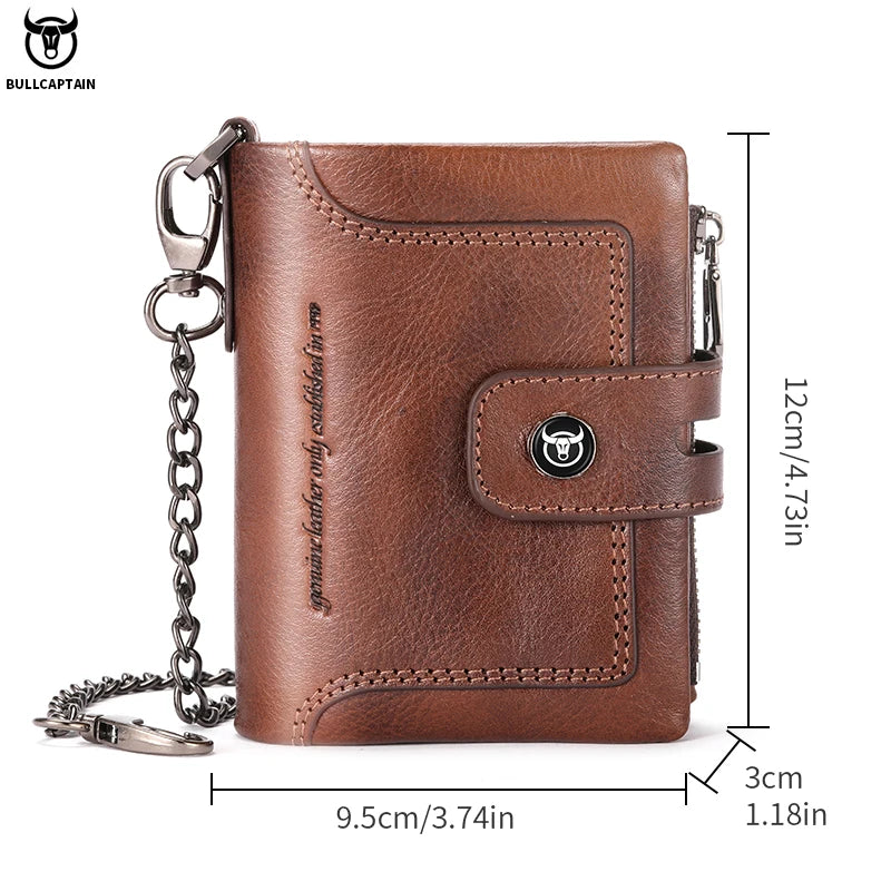 Portefeuille Homme  en Cuir Véritable Vintage avec Chaîne Anti-Vol et Protection RFID — photo 4