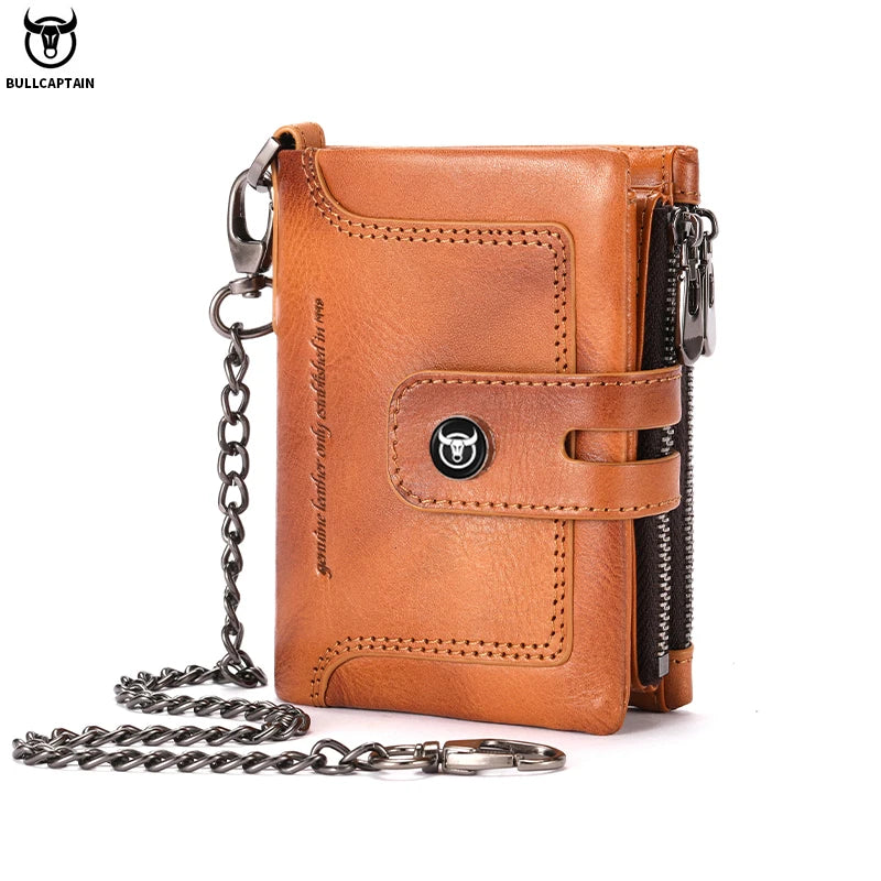 Portefeuille Homme  en Cuir Véritable Vintage avec Chaîne Anti-Vol et Protection RFID — photo 6