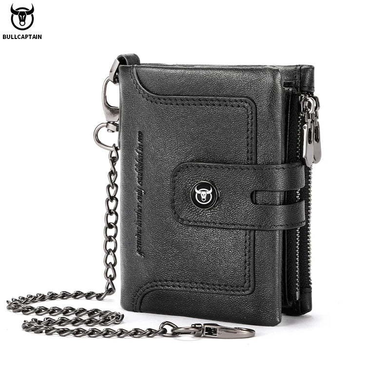Portefeuille Homme  en Cuir Véritable Vintage avec Chaîne Anti-Vol et Protection RFID — photo 7