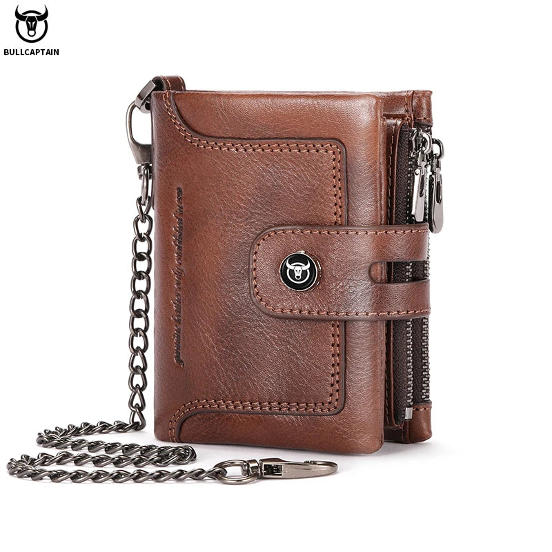 Portefeuille Homme  en Cuir Véritable Vintage avec Chaîne Anti-Vol et Protection RFID — photo 8