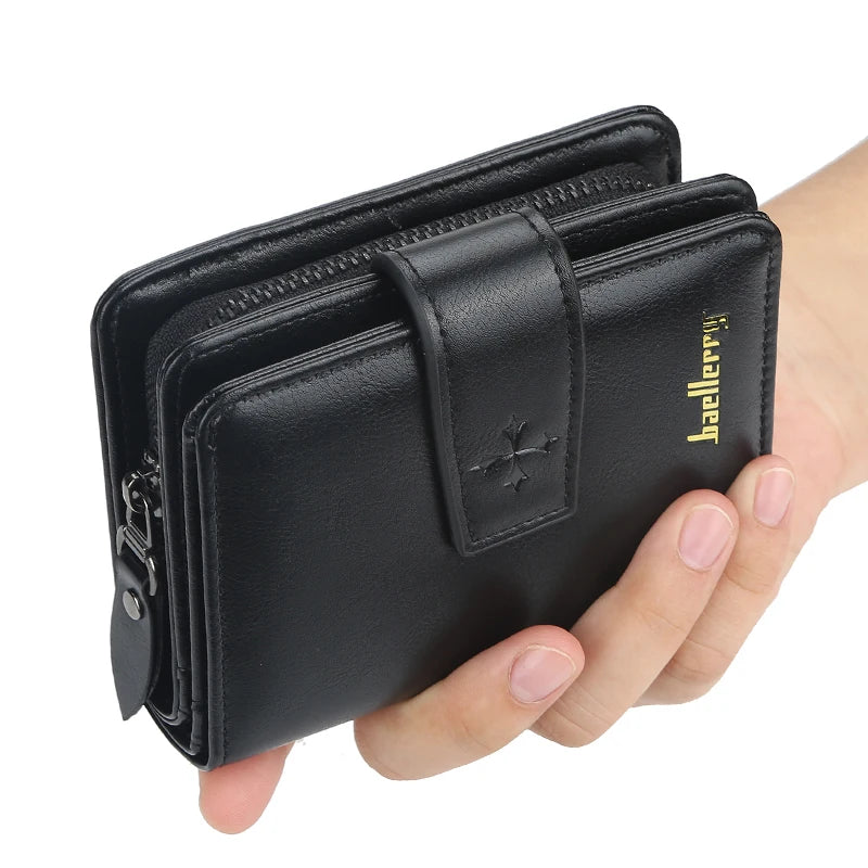 Portefeuille homme business en cuir PU avec double fermeture zippée — photo 1