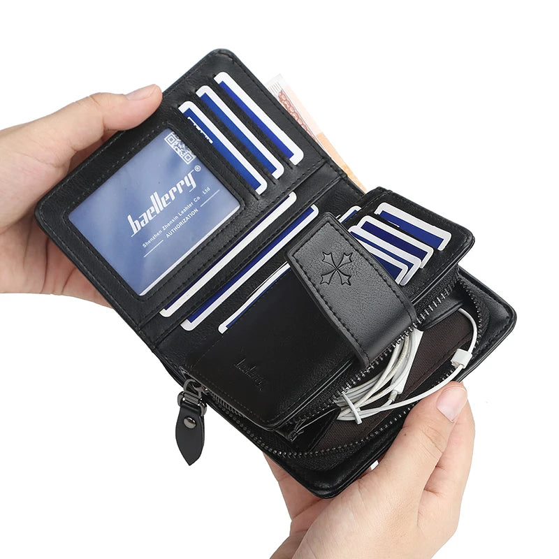 Portefeuille homme business en cuir PU avec double fermeture zippée — photo 2