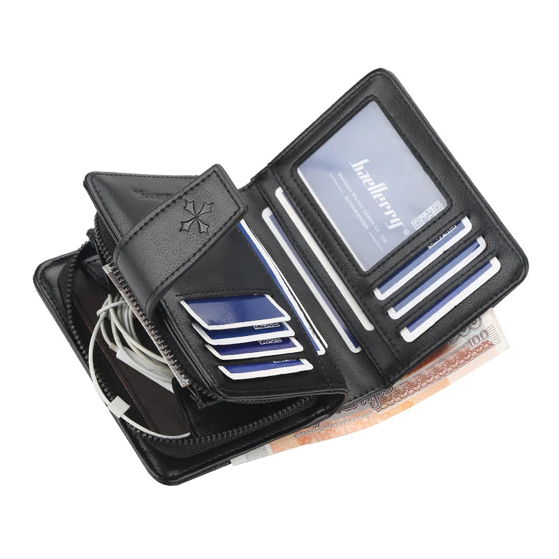 Portefeuille homme business en cuir PU avec double fermeture zippée — photo 4 Image