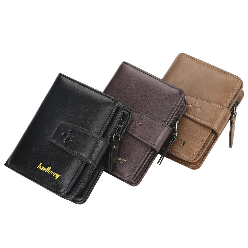 Portefeuille homme business en cuir PU avec double fermeture zippée — photo 6