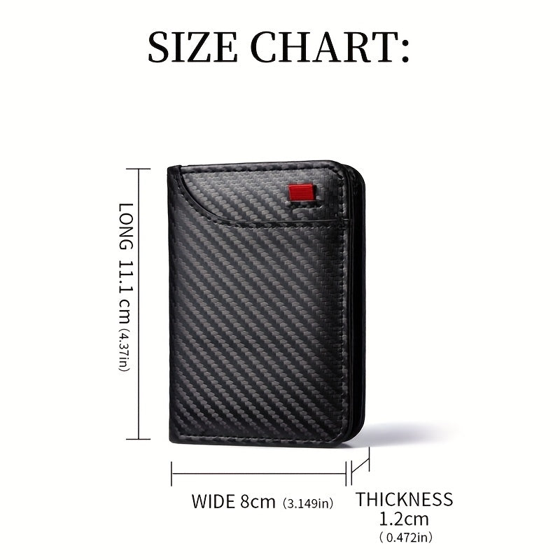Portefeuille homme carbone ultra-mince, 11,1 x 8 x 1,2 cm