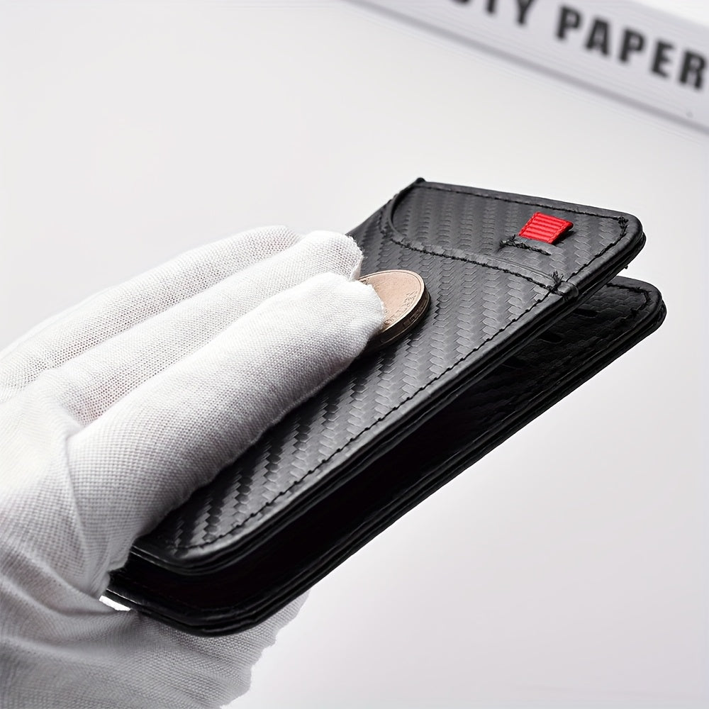 Portefeuille homme carbone ultra-mince, 11,1 x 8 x 1,2 cm