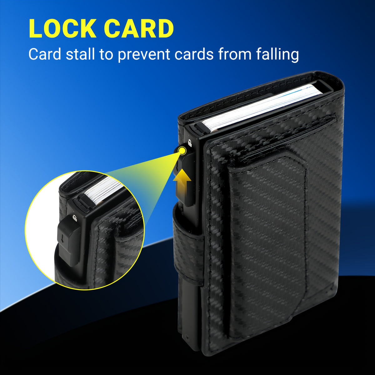 Portefeuille homme compact à chargeur métal et poche pressionnée