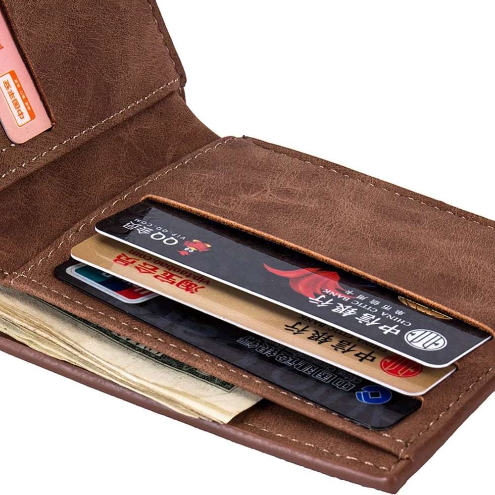 Portefeuille homme compact en cuir PU avec porte-cartes, porte-monnaie zippé et clip billets — photo 6