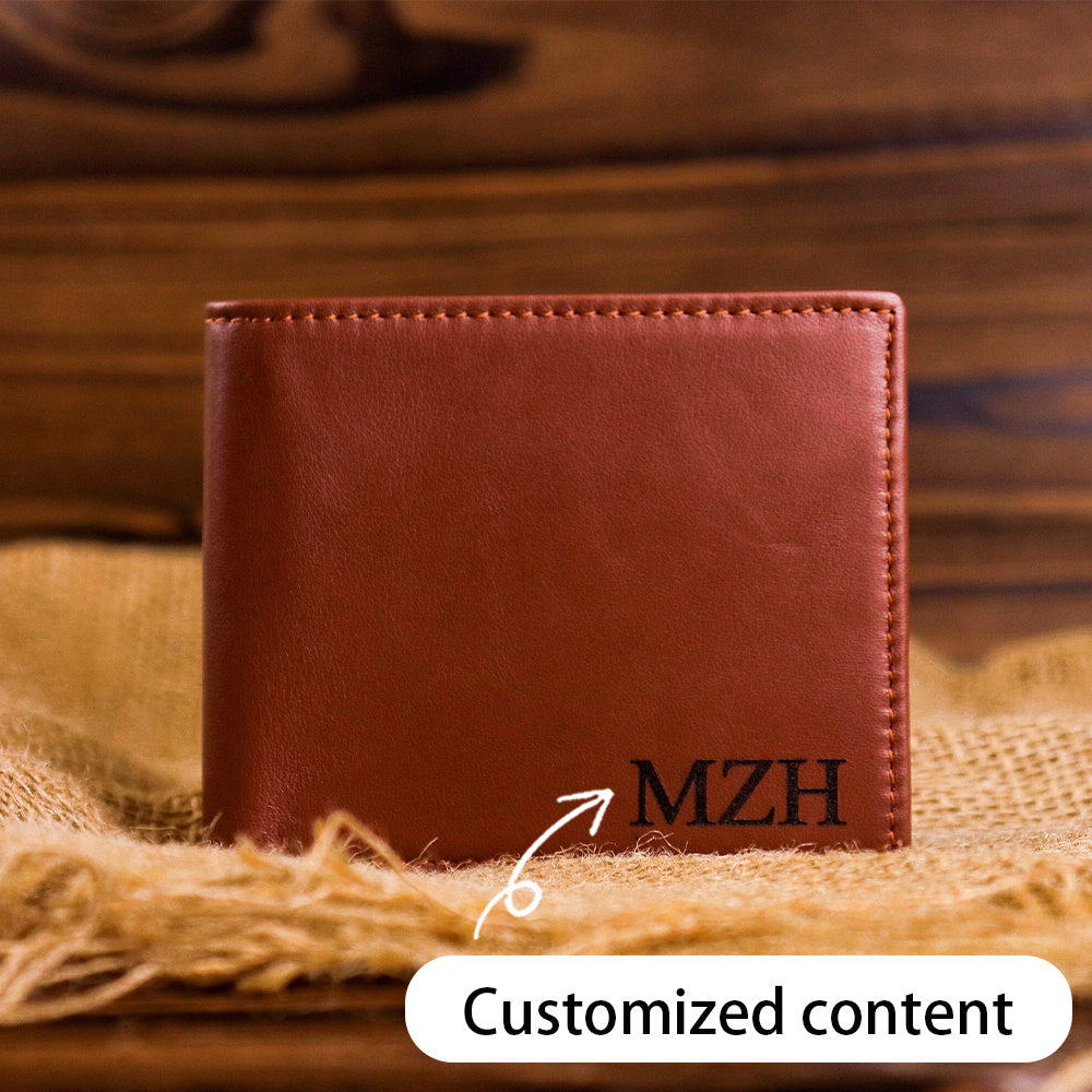 Portefeuille homme compact personnalisé 8 monogrammes gravés