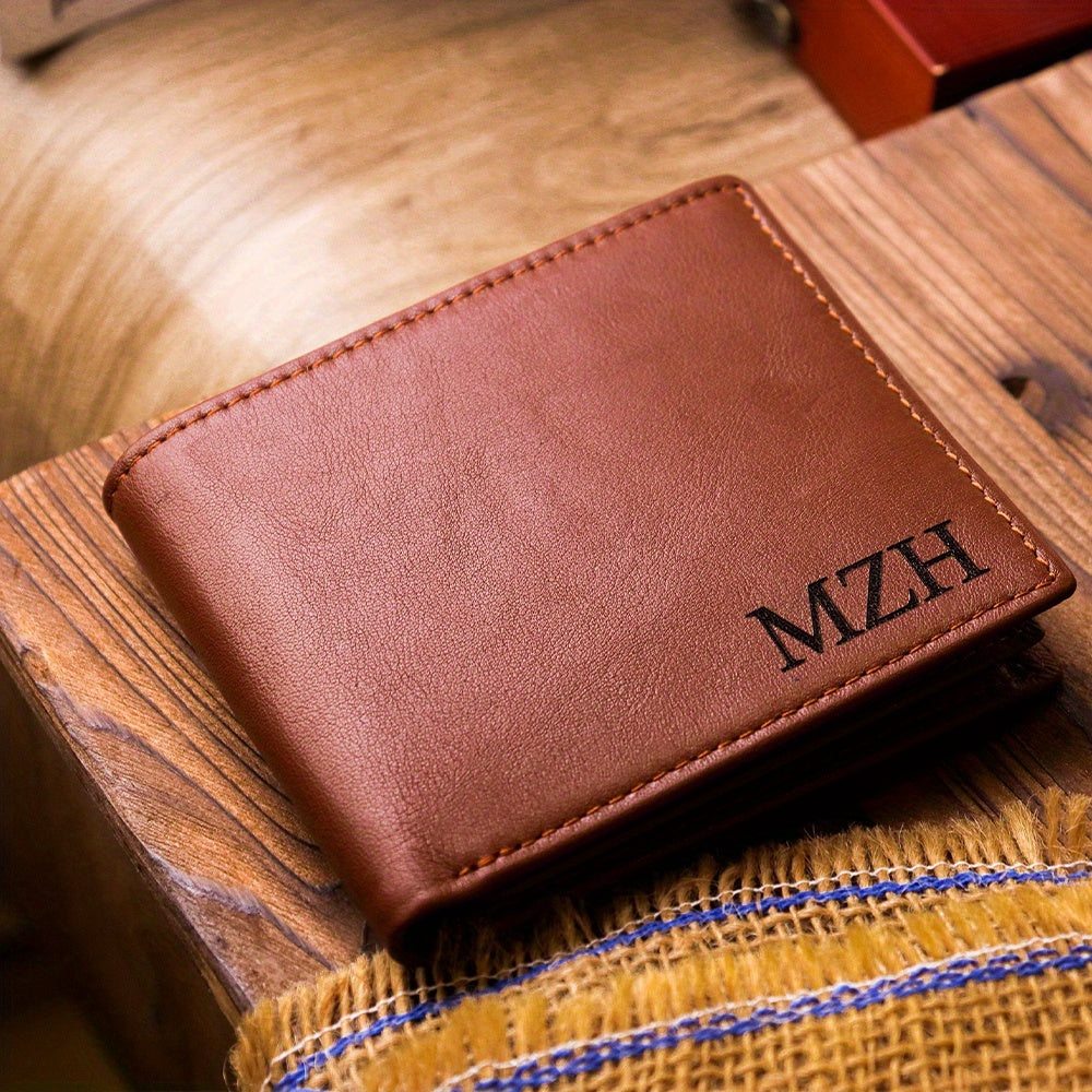 Portefeuille homme compact personnalisé 8 monogrammes gravés