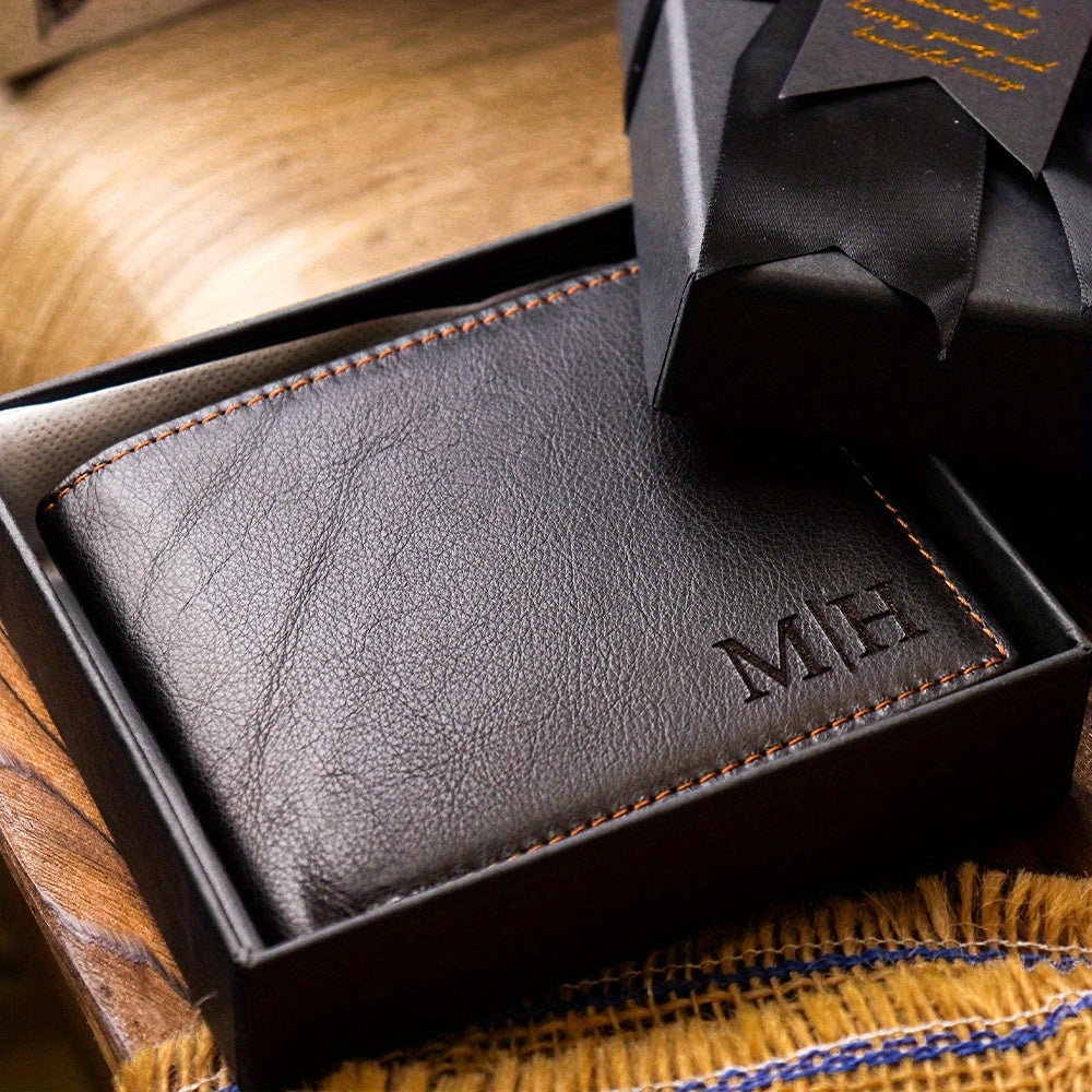 Portefeuille homme compact personnalisé 8 monogrammes gravés