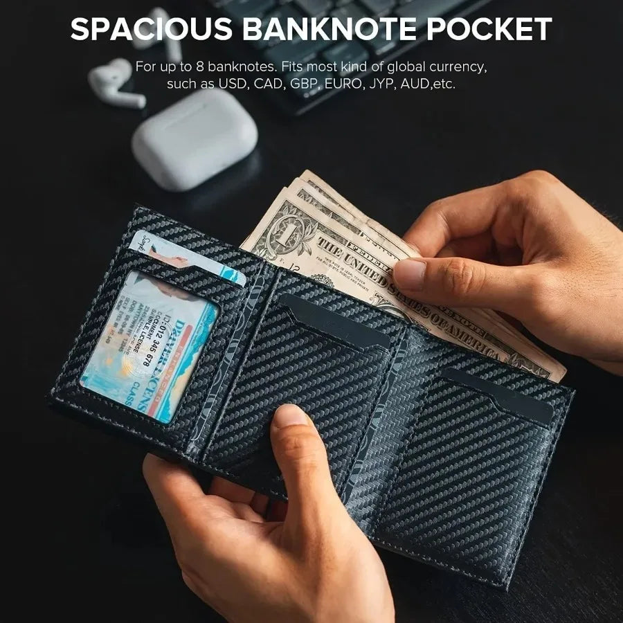 Portefeuille homme compact en PU avec porte-cartes automatique RFID et zip — photo 3 Image