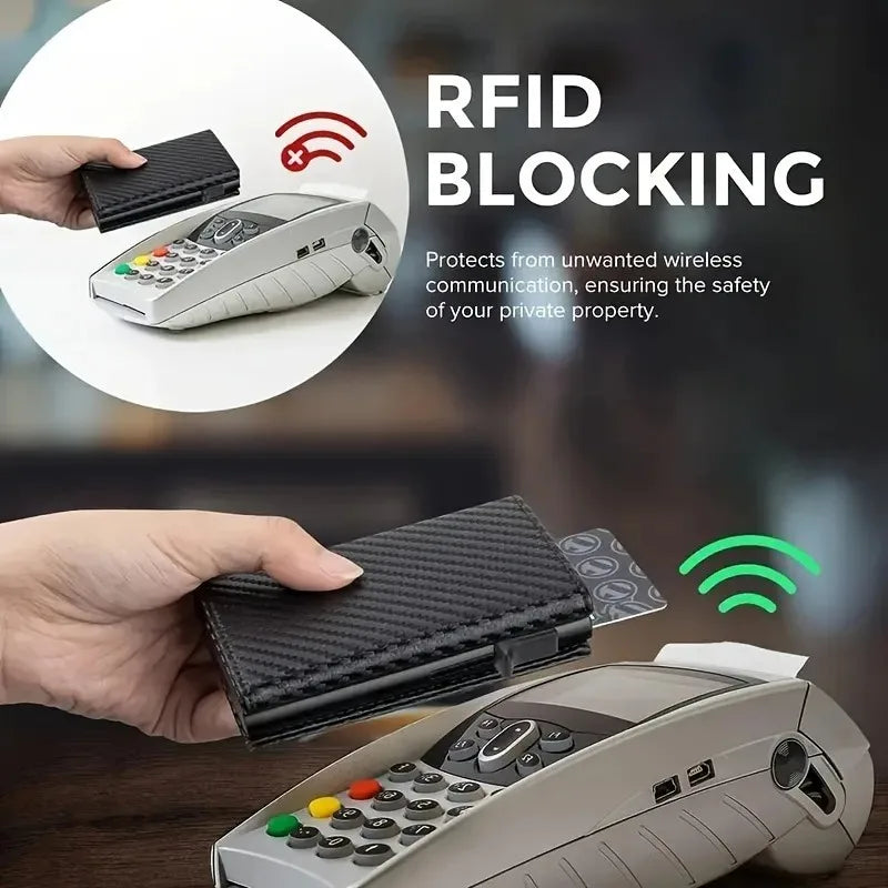 Portefeuille homme compact en PU avec porte-cartes automatique RFID et zip — photo 6