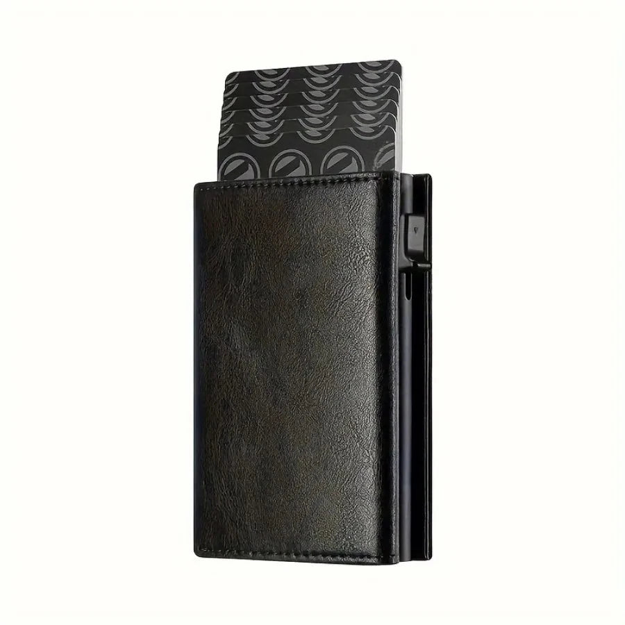 Portefeuille homme compact en PU avec porte-cartes automatique RFID et zip — photo 7