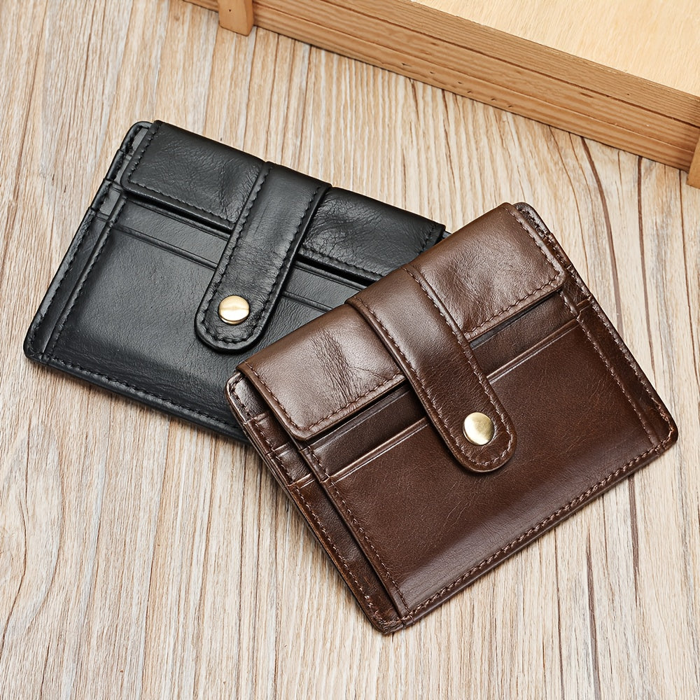 Portefeuille homme cuir vachette compact à rabat pressionné