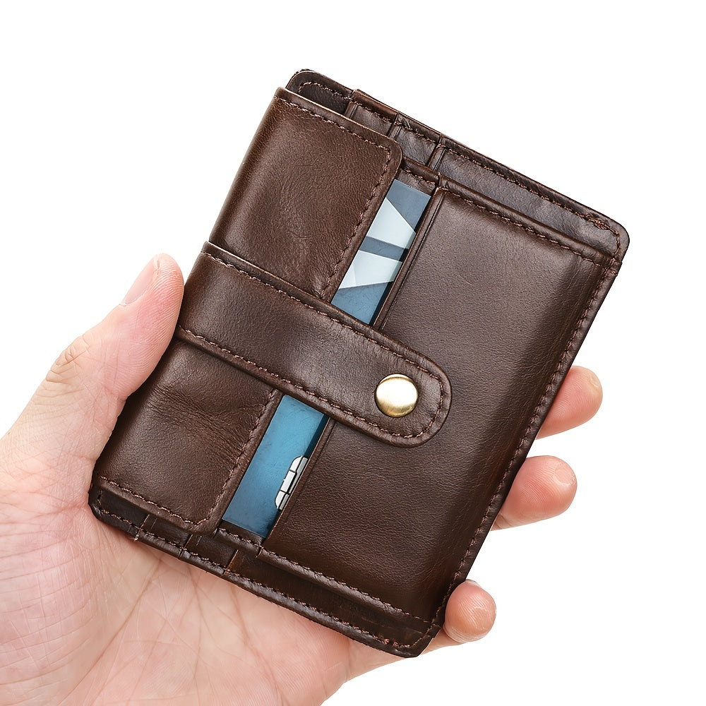 Portefeuille homme cuir vachette compact à rabat pressionné