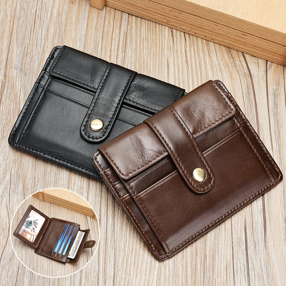 Portefeuille homme cuir vachette compact à rabat pressionné