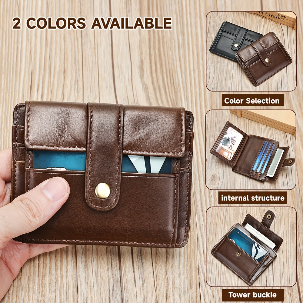 Portefeuille homme cuir vachette compact à rabat pressionné