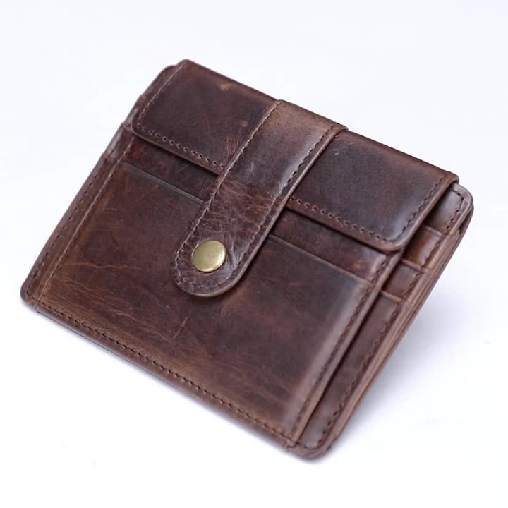 Portefeuille homme cuir vachette compact à rabat pressionné