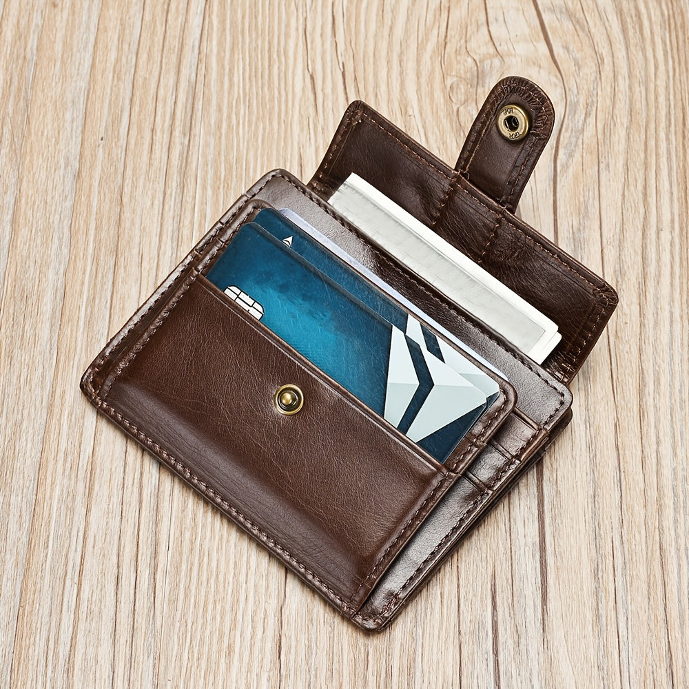 Portefeuille homme cuir vachette compact à rabat pressionné