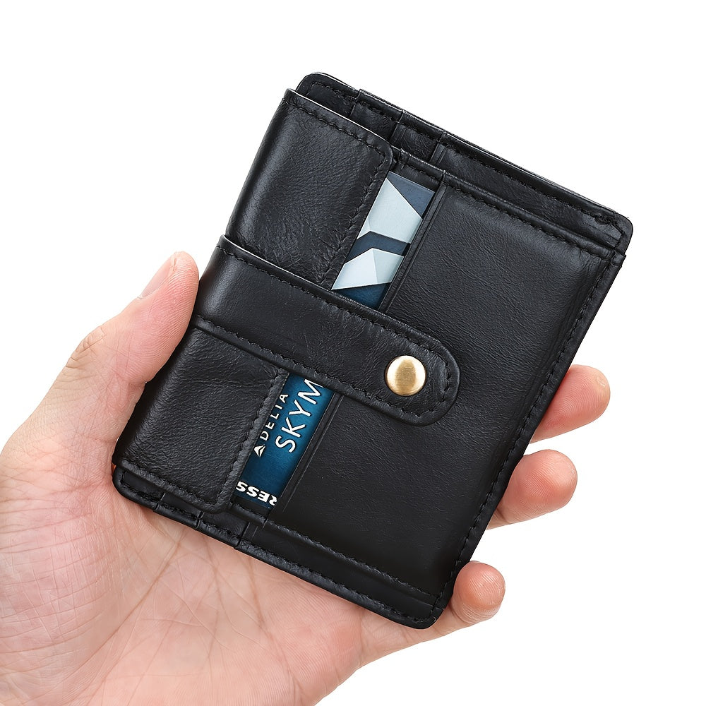 Portefeuille homme cuir vachette compact à rabat pressionné