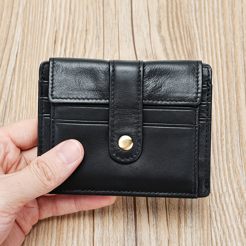 Portefeuille homme cuir vachette compact à rabat pressionné