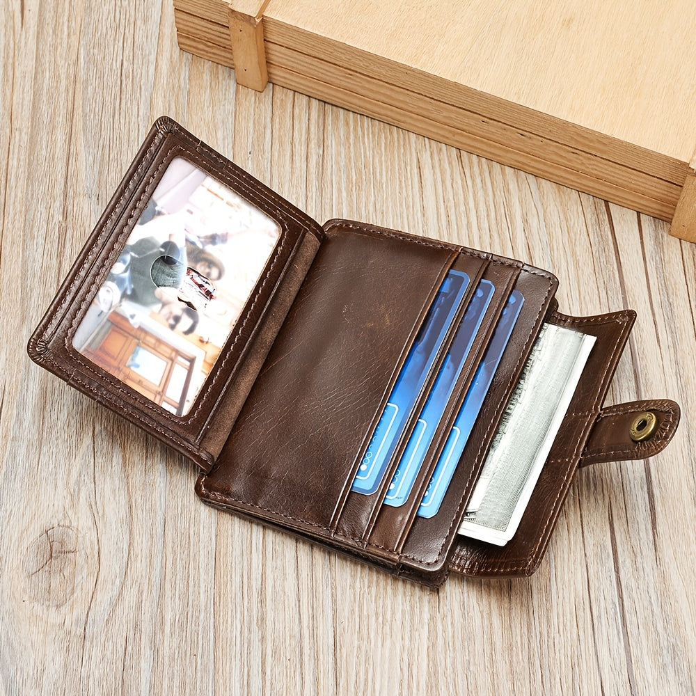 Portefeuille homme cuir vachette compact à rabat pressionné